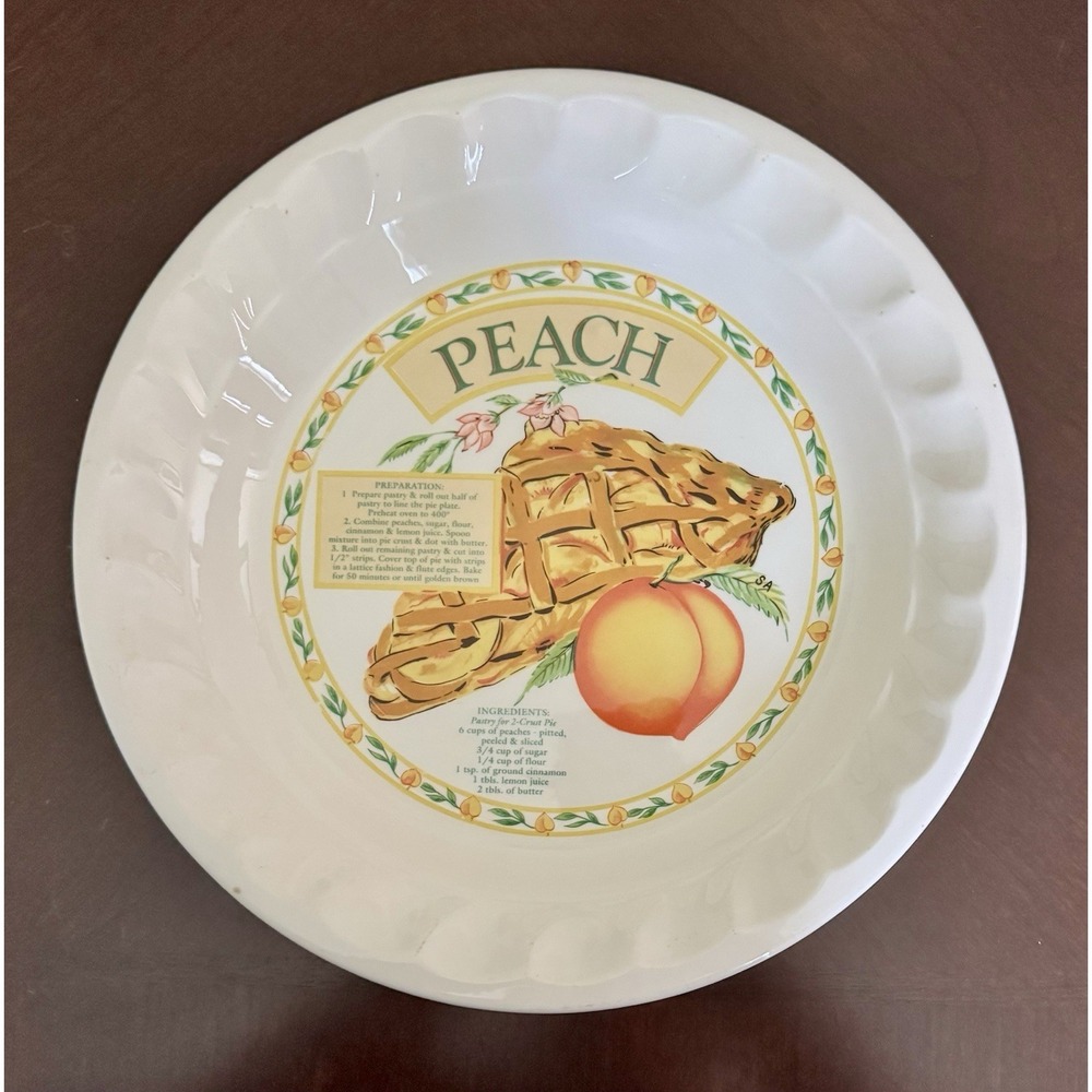 Vintage Himark Golden Pie Peach Pie Plate 10" Recipe Korea Baking Dish